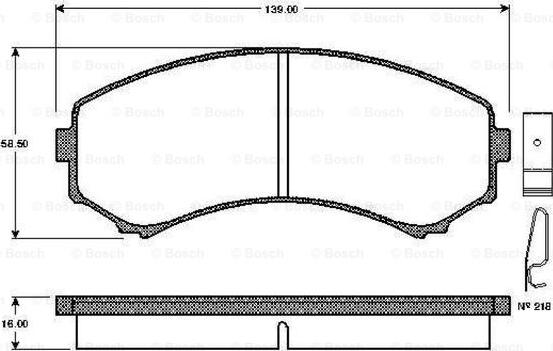 BOSCH 0 986 TB2 218 - Тормозные колодки, дисковые, комплект www.autospares.lv