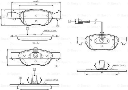 BOSCH 0 986 TB2 282 - Bremžu uzliku kompl., Disku bremzes www.autospares.lv