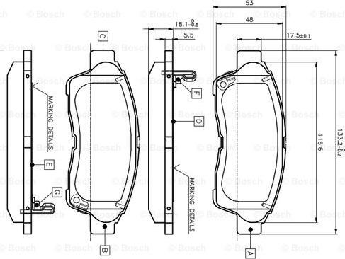 BOSCH 0 986 TB2 222 - Тормозные колодки, дисковые, комплект www.autospares.lv