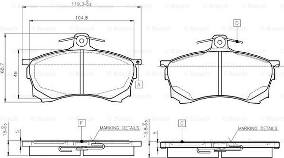 BOSCH 0 986 TB2 278 - Brake Pad Set, disc brake www.autospares.lv