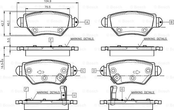 BOSCH 0 986 TB2 777 - Bremžu uzliku kompl., Disku bremzes autospares.lv