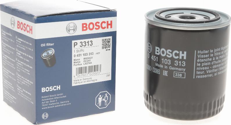 BOSCH 0 451 103 313 - Eļļas filtrs autospares.lv