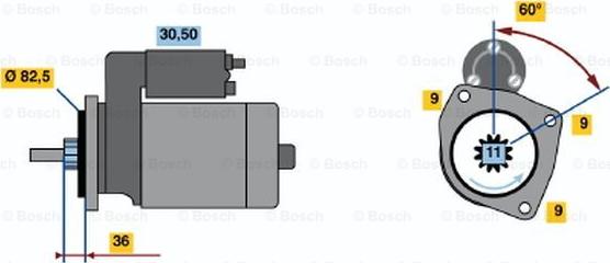 BOSCH 0 001 108 099 - Starter www.autospares.lv