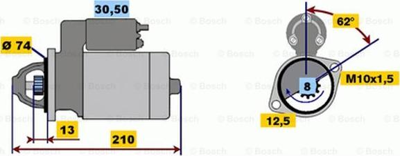 BOSCH 0 001 107 032 - Стартер www.autospares.lv