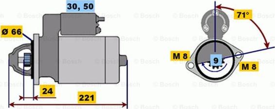 BOSCH 0 001 208 507 - Стартер www.autospares.lv