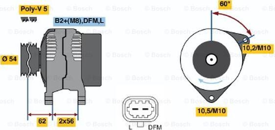 BOSCH 0 124 425 057 - Ģenerators www.autospares.lv