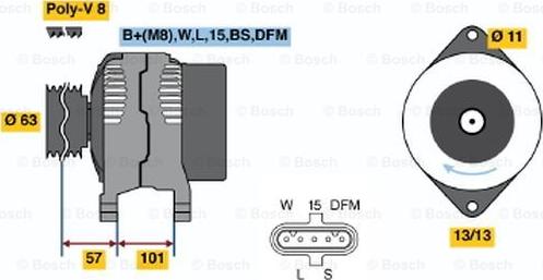 BOSCH 0 124 655 008 - Генератор www.autospares.lv