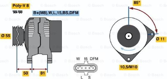 BOSCH 0 124 655 006 - Ģenerators www.autospares.lv