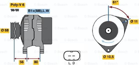 BOSCH 0 124 510 001 - Генератор www.autospares.lv