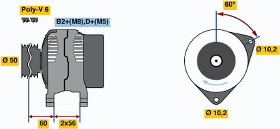 BOSCH 0 124 525 040 - Ģenerators www.autospares.lv