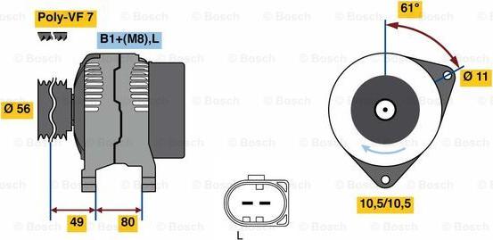 BOSCH 0 124 525 216 - Alternator www.autospares.lv