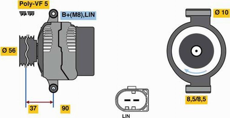 BOSCH 0125711014 - Генератор www.autospares.lv