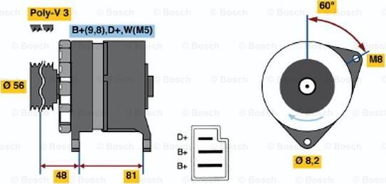 BOSCH 0 986 036 060 - Генератор www.autospares.lv