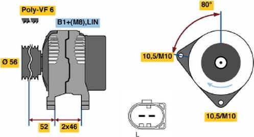 BOSCH 0 121 715 024 - Генератор www.autospares.lv