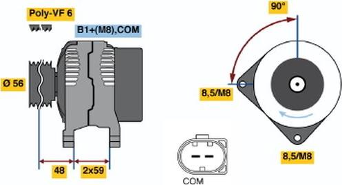 BOSCH 0 121 715 071 - Генератор www.autospares.lv