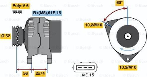 BOSCH 0 123 315 022 - Генератор www.autospares.lv