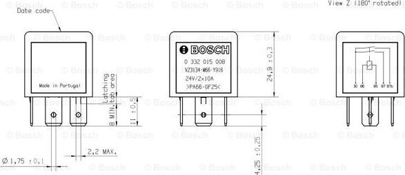 BOSCH 0 332 015 008 - Relejs, Darba strāva www.autospares.lv