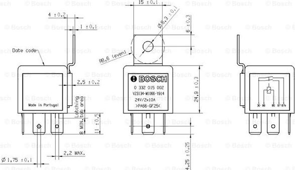 BOSCH 0 332 015 002 - Relejs, Darba strāva www.autospares.lv