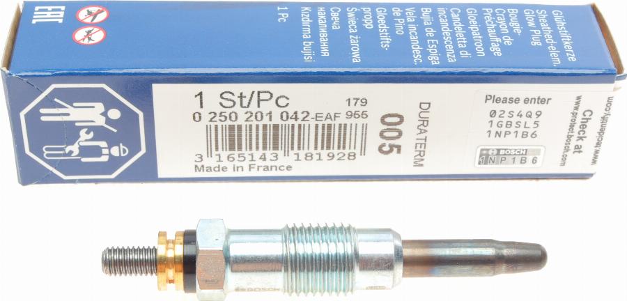 BOSCH 0 250 201 042 - Glow Plug www.autospares.lv