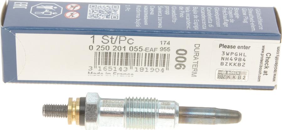 BOSCH 0 250 201 055 - Glow Plug www.autospares.lv