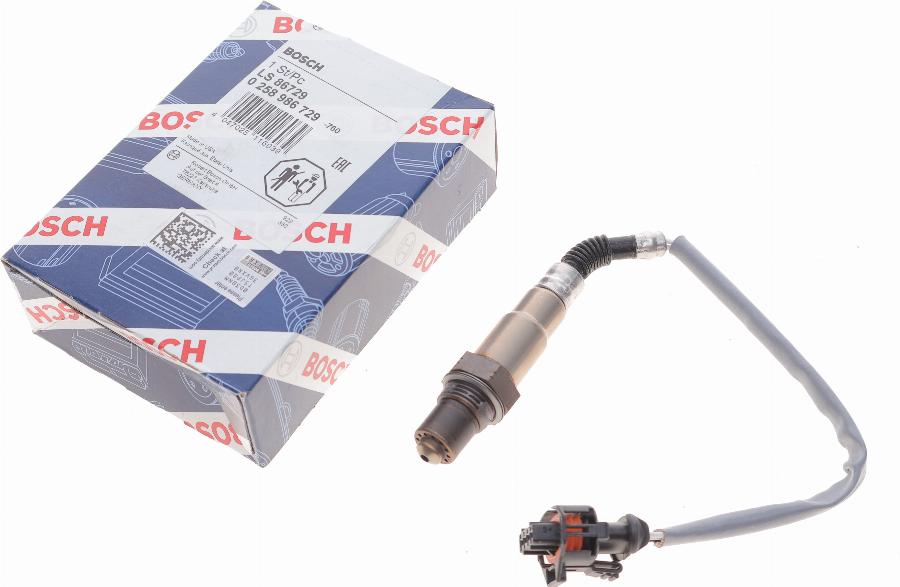 BOSCH 0 258 986 729 - Лямбда-зонд, датчик кислорода www.autospares.lv