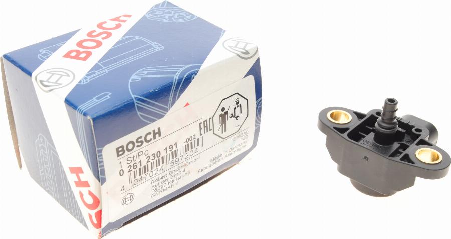 BOSCH 0 261 230 191 - Devējs, Pūtes spiediens www.autospares.lv