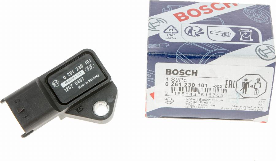 BOSCH 0 261 230 101 - Devējs, Pūtes spiediens www.autospares.lv