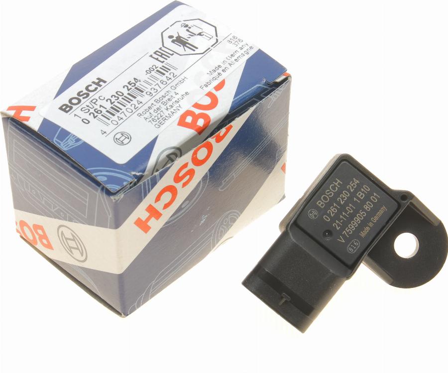 BOSCH 0 261 230 254 - Devējs, Spiediens ieplūdes traktā www.autospares.lv