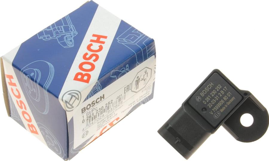 BOSCH 0 261 230 252 - Devējs, Pūtes spiediens www.autospares.lv