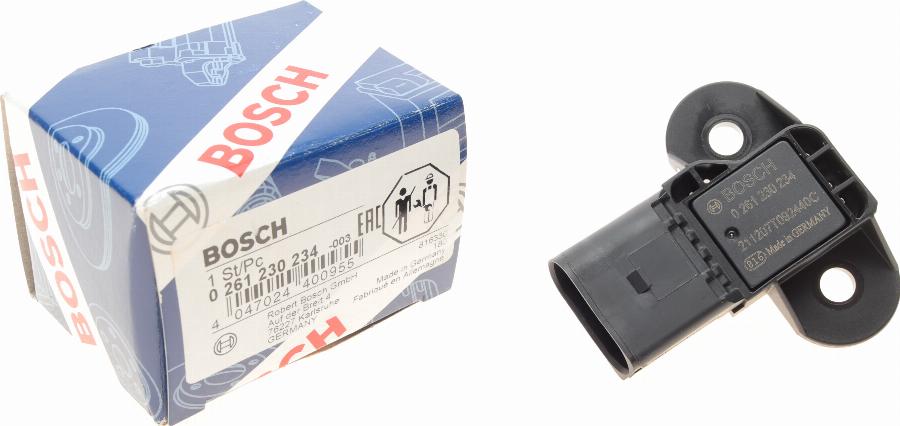 BOSCH 0 261 230 234 - Devējs, Pūtes spiediens www.autospares.lv