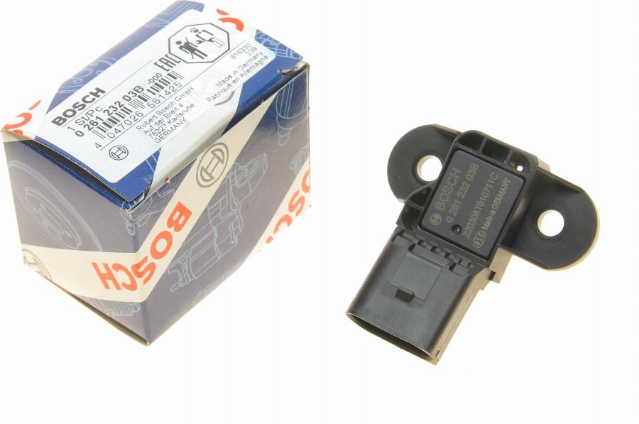 BOSCH 0 261 232 03B - Devējs, Spiediens ieplūdes traktā www.autospares.lv