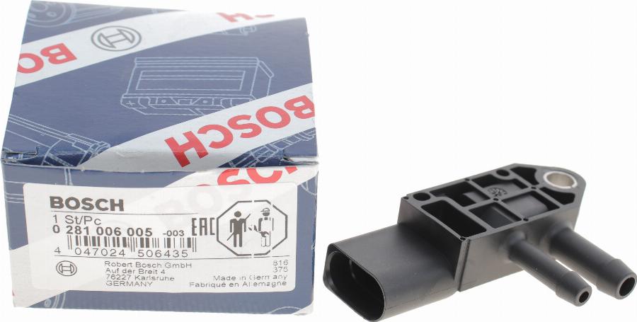 BOSCH 0 281 006 005 - Devējs, Izplūdes gāzu spiediens autospares.lv