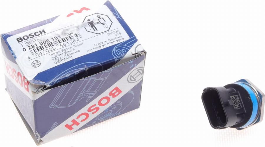 BOSCH 0 281 006 191 - Devējs, Degvielas padeves spiediens www.autospares.lv