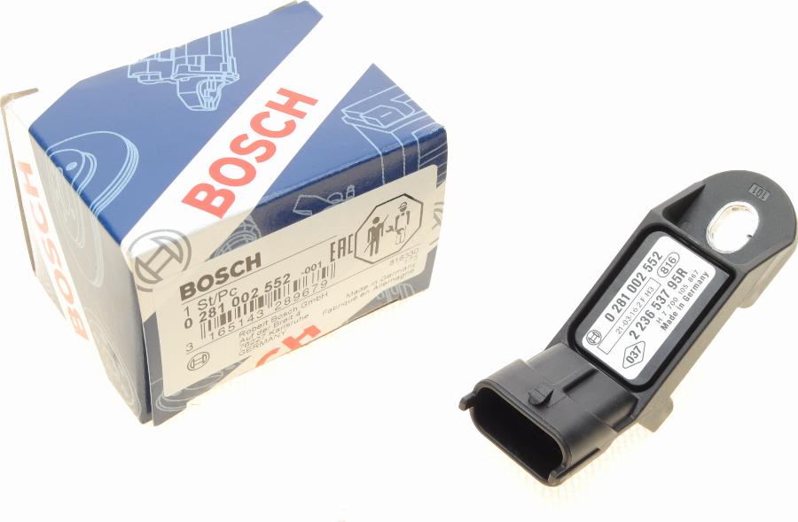 BOSCH 0 281 002 552 - Devējs, Spiediens ieplūdes traktā www.autospares.lv