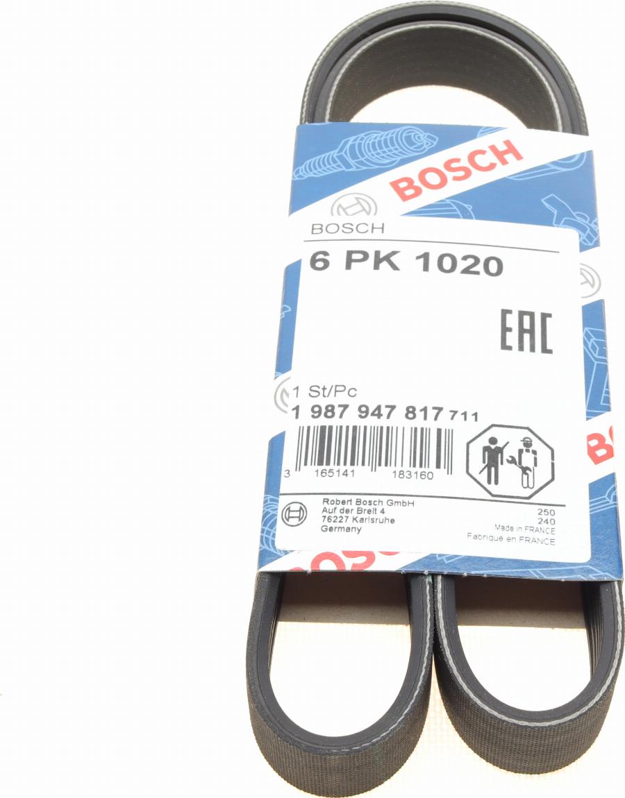 BOSCH 1 987 947 817 - V-Ribbed Belt www.autospares.lv