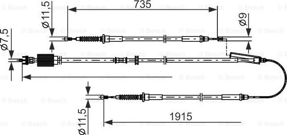 BOSCH 1 987 482 801 - Trose, Stāvbremžu sistēma www.autospares.lv