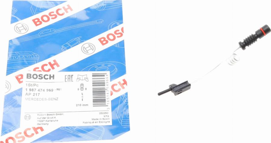 BOSCH 1 987 474 969 - Warning Contact, brake pad wear www.autospares.lv