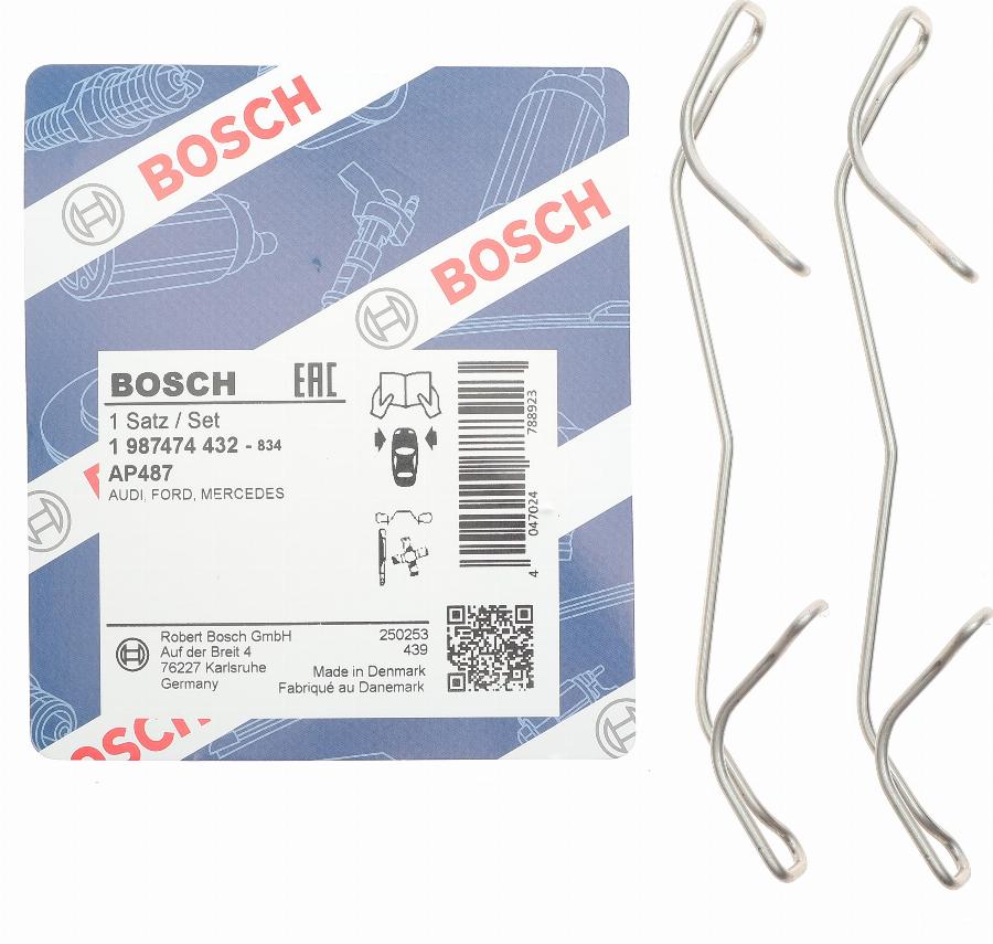 BOSCH 1 987 474 432 - Piederumu komplekts, Disku bremžu uzlikas autospares.lv