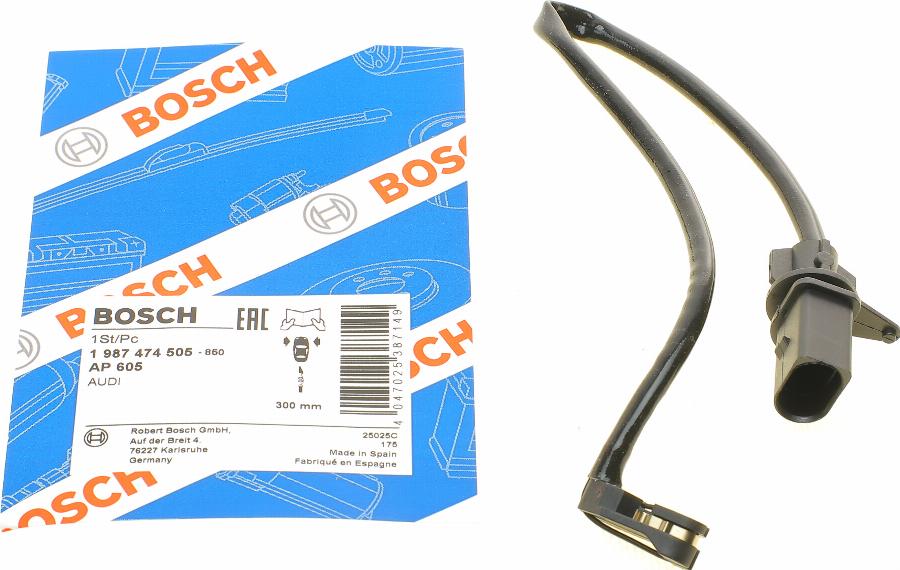 BOSCH 1 987 474 505 - Warning Contact, brake pad wear www.autospares.lv