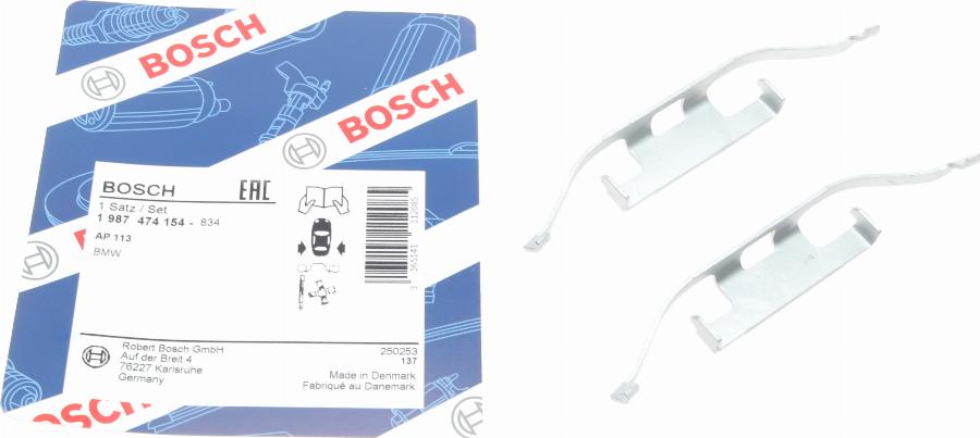 BOSCH 1 987 474 154 - Piederumu komplekts, Disku bremžu uzlikas www.autospares.lv