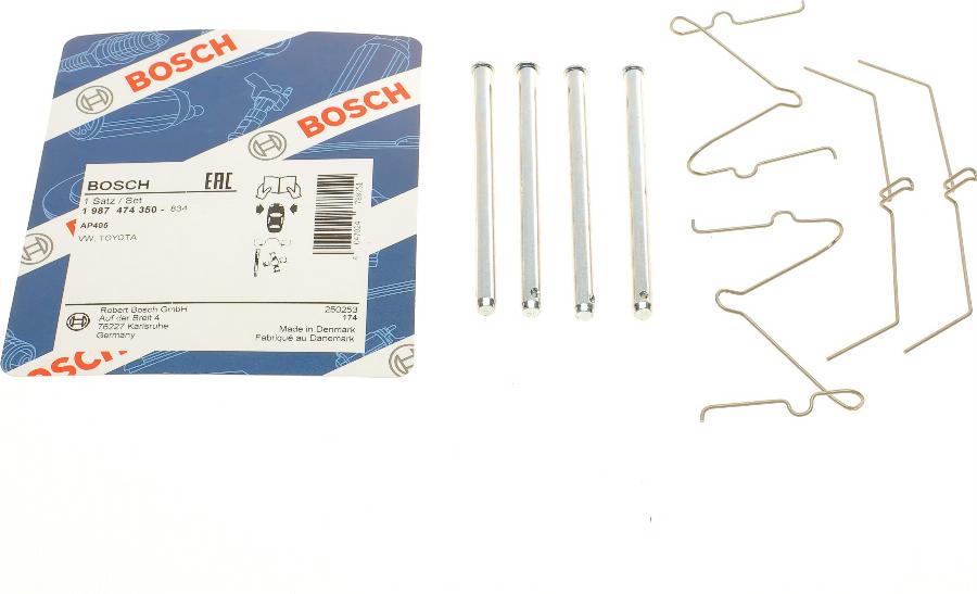 BOSCH 1 987 474 350 - Piederumu komplekts, Disku bremžu uzlikas www.autospares.lv