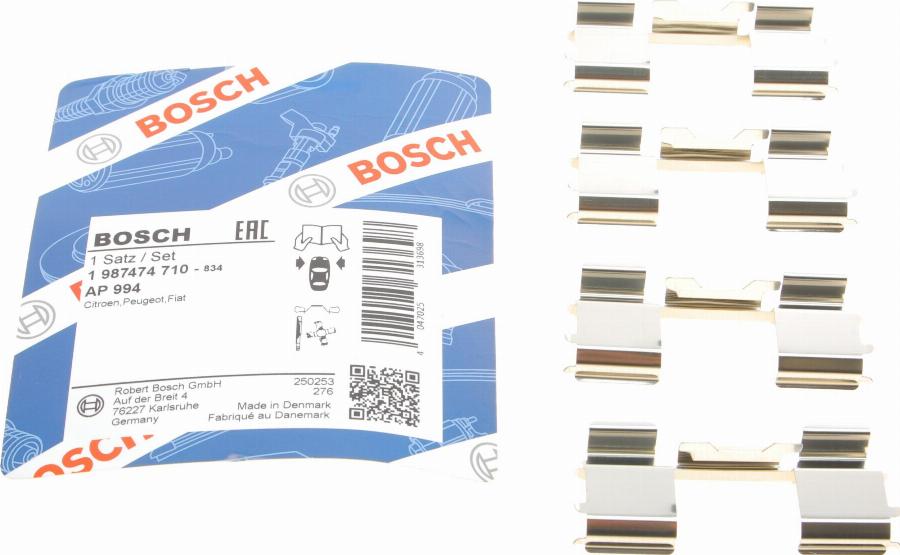 BOSCH 1 987 474 710 - Piederumu komplekts, Disku bremžu uzlikas www.autospares.lv