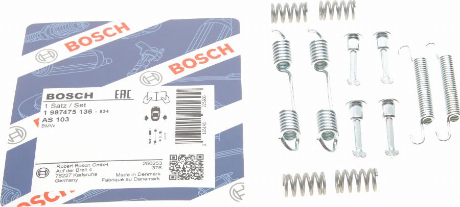 BOSCH 1 987 475 136 - Piederumu komplekts, Stāvbremzes mehānisma bremžu loks autospares.lv