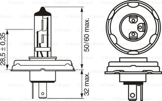 BOSCH 1 987 301 021 - Kvēlspuldze, Tālās gaismas lukturis www.autospares.lv