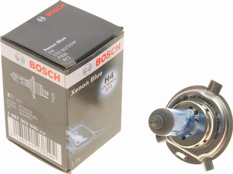 BOSCH 1 987 302 045 - Лампа накаливания, фара дальнего света www.autospares.lv