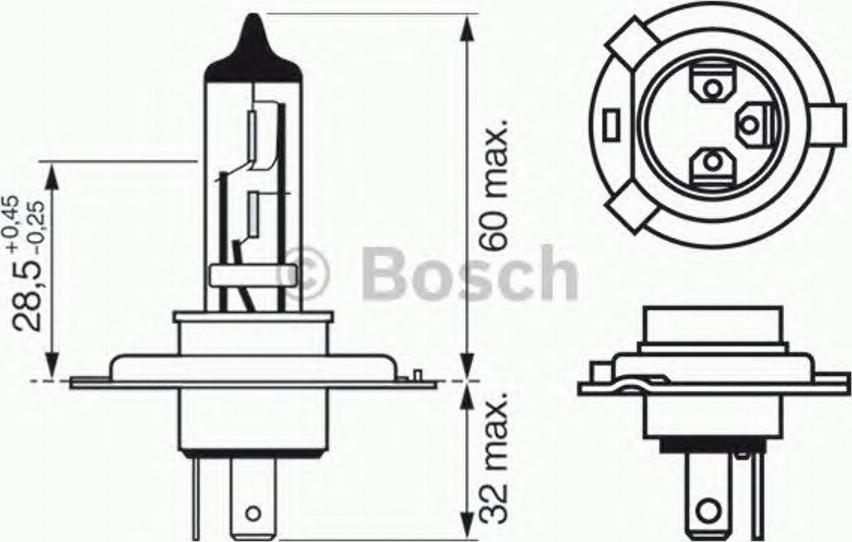 BOSCH 1987302043 - Лампа накаливания, фара дальнего света www.autospares.lv