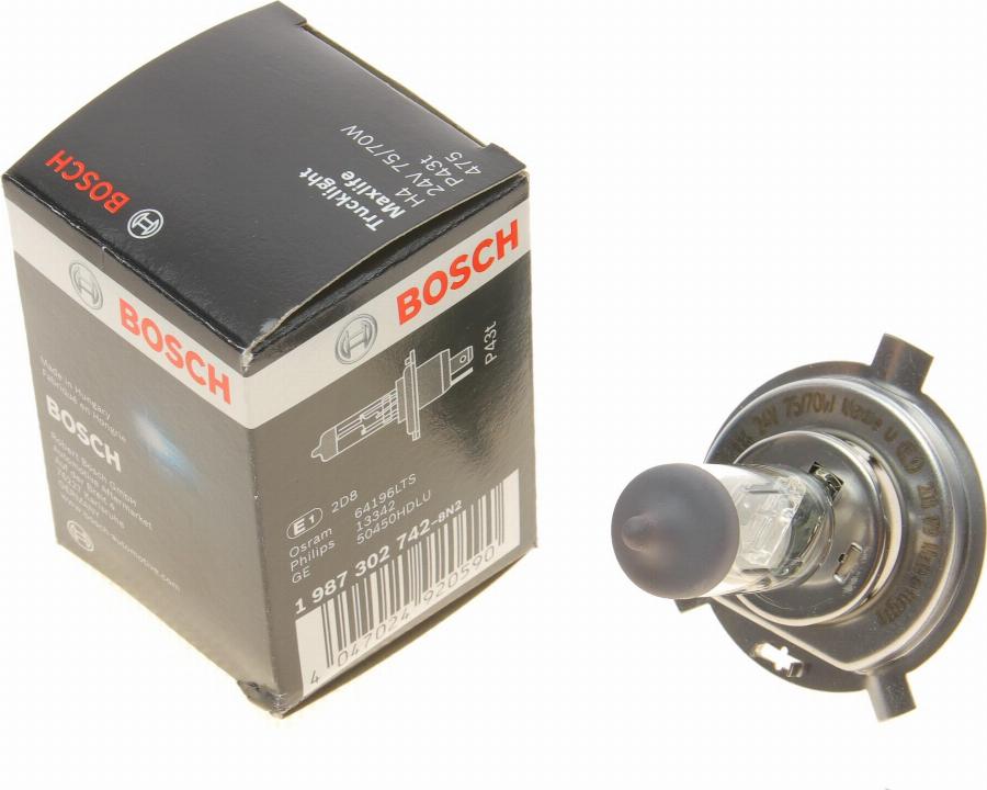 BOSCH 1 987 302 742 - Kvēlspuldze, Tālās gaismas lukturis www.autospares.lv