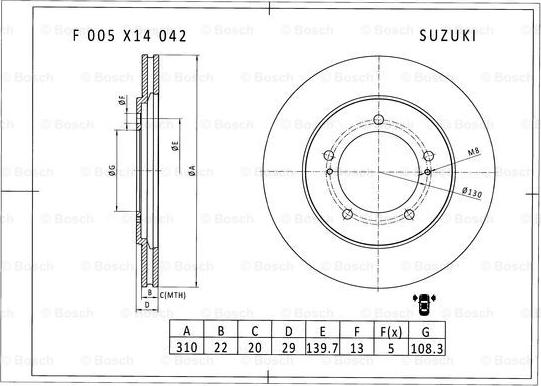 BOSCH F 005 X14 042 - Bremžu diski www.autospares.lv