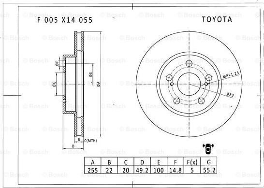 BOSCH F 005 X14 055 - Bremžu diski www.autospares.lv