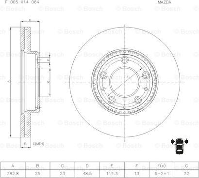 BOSCH F 005 X14 064 - Bremžu diski www.autospares.lv